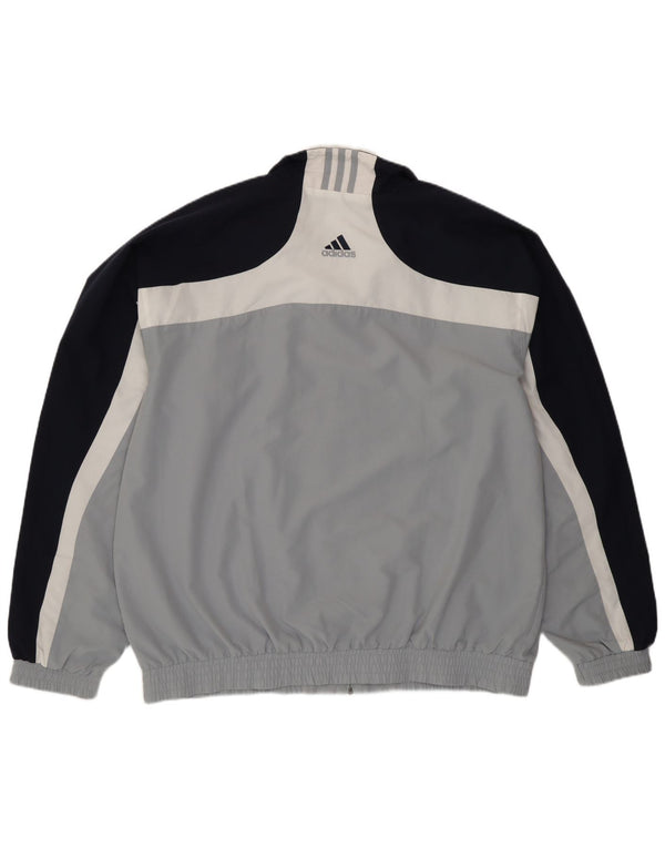 Adidas Mens Tracksuit Top Jacket UK 46/48 XL Grey Colourblock Polyester