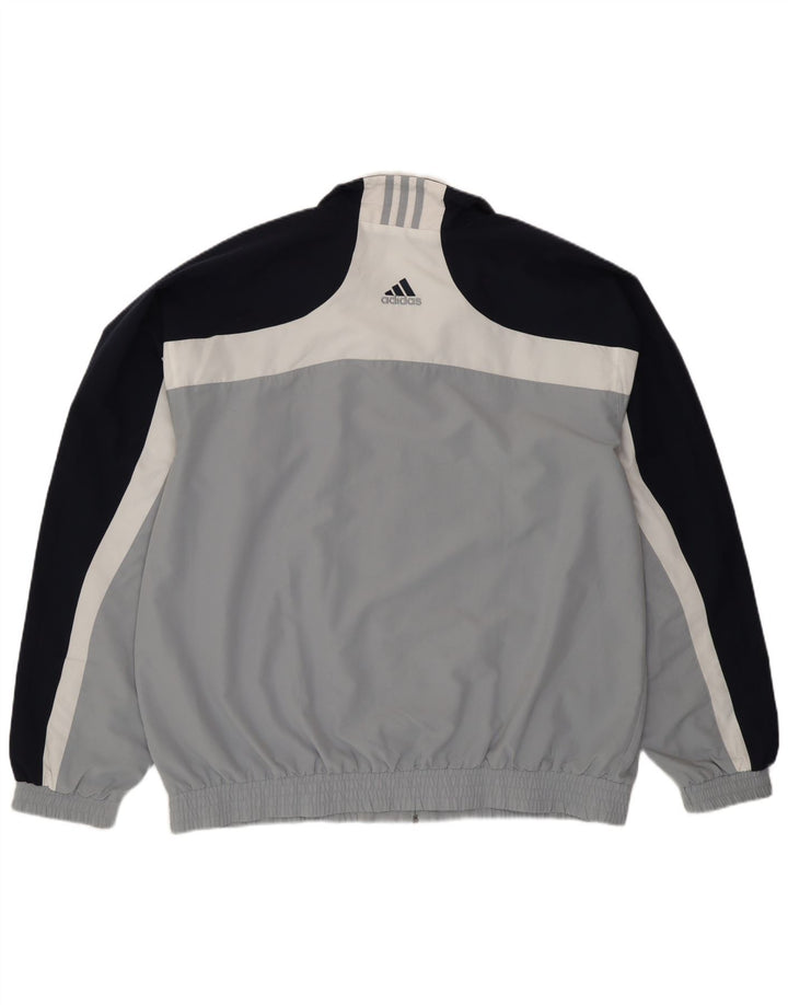 Adidas Mens Tracksuit Top Jacket UK 46/48 XL Grey Colourblock Polyester