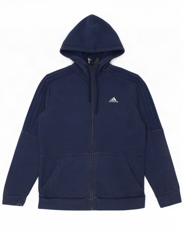 Adidas Mens Zip Hoodie Sweater Medium Navy Blue Cotton