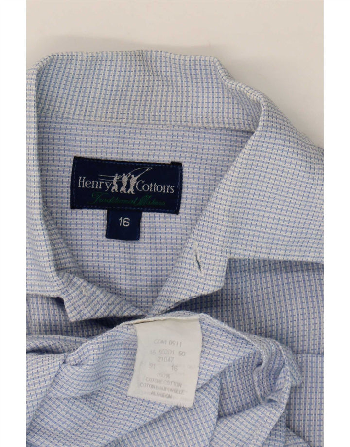 Henry Cottons Mens Flannel Shirt Size 16 Large Blue Check Cotton