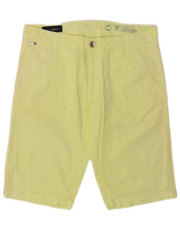 Gas Mens Straight Fit Chino Shorts W32 Medium Yellow Cotton
