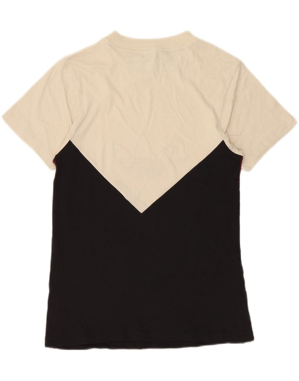 Adidas Womens Graphic T-Shirt Top UK 8 Small  White Colourblock Cotton