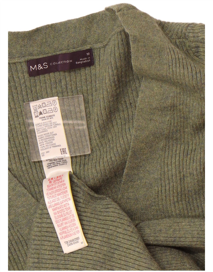 Marks & Spencer Womens V-Neck Jumper Sweater UK 10 Small  Green Polyester