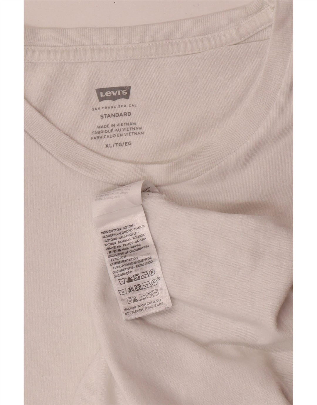 LEVI'S Mens Standard Fit T-Shirt Top XL White Cotton