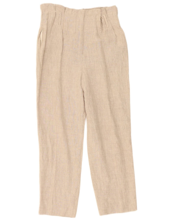 Zara Womens Pegged High Waist Chino Trousers Medium W30 L26 Beige Linen