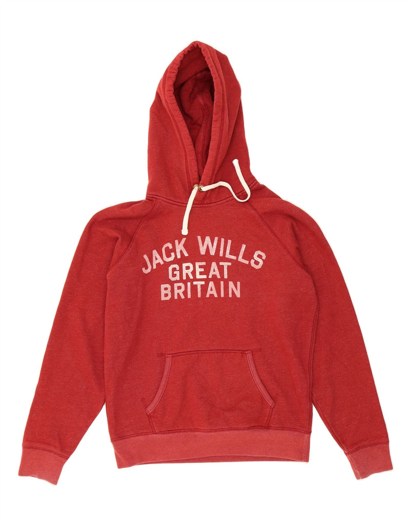 JACK WILLS Mens Great Britain Graphic Hoodie Jumper Medium Burgundy Cotton Vintage Jack Wills and Second-Hand Jack Wills from Messina Hembry 