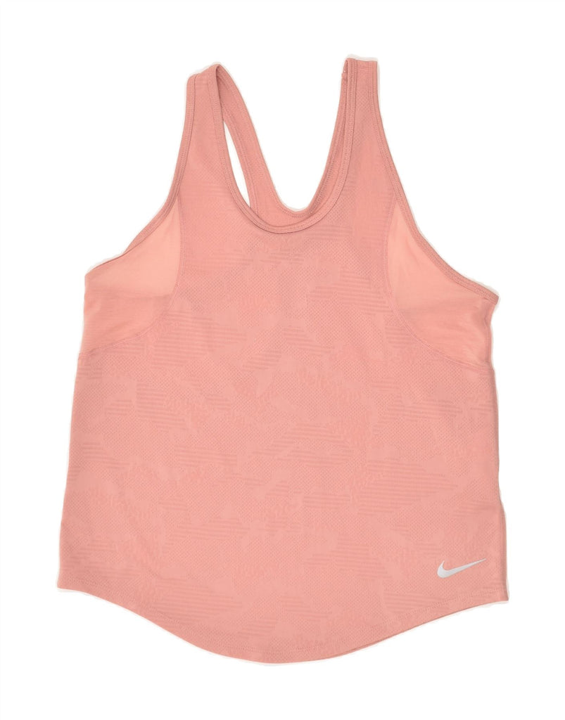 NIKE Womens Dri Fit Graphic Vest Top UK 14 Medium Pink Polyester | Vintage Nike | Thrift | Second-Hand Nike | Used Clothing | Messina Hembry 