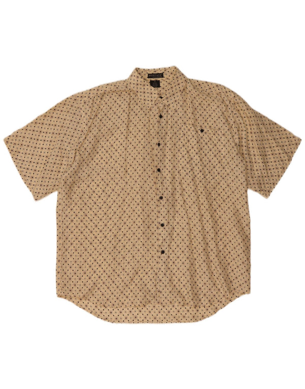 Montage Mens Short Sleeve Shirt XL Beige Geometric Silk