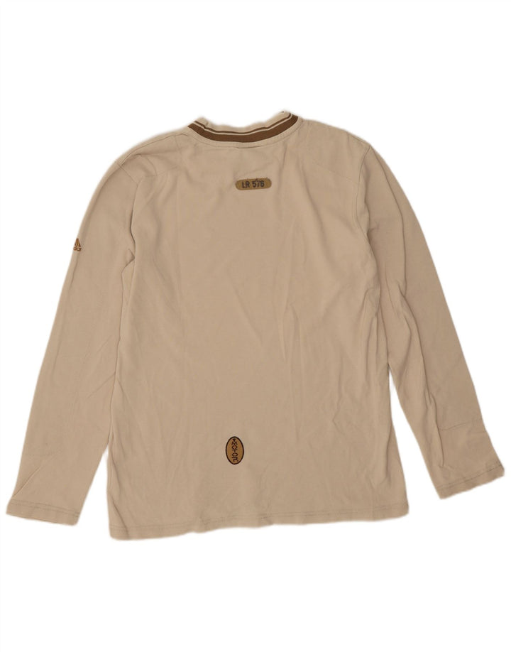 Adidas Mens Graphic Top Long Sleeve Small Beige Colourblock Cotton