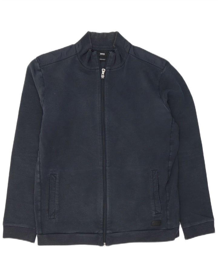 Hugo Boss Mens Regular Fit Tracksuit Top Jacket Large Navy Blue Cotton