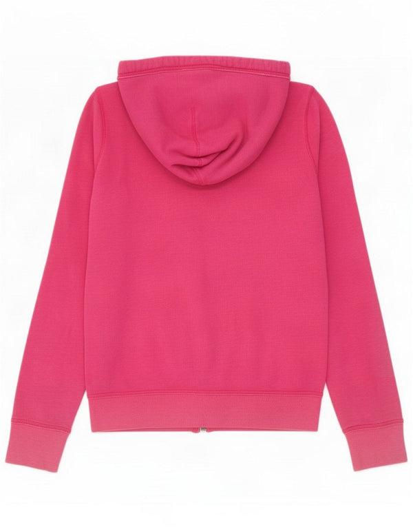 Hollister Womens Graphic Zip Hoodie Sweater UK 14 Medium Pink Flecked