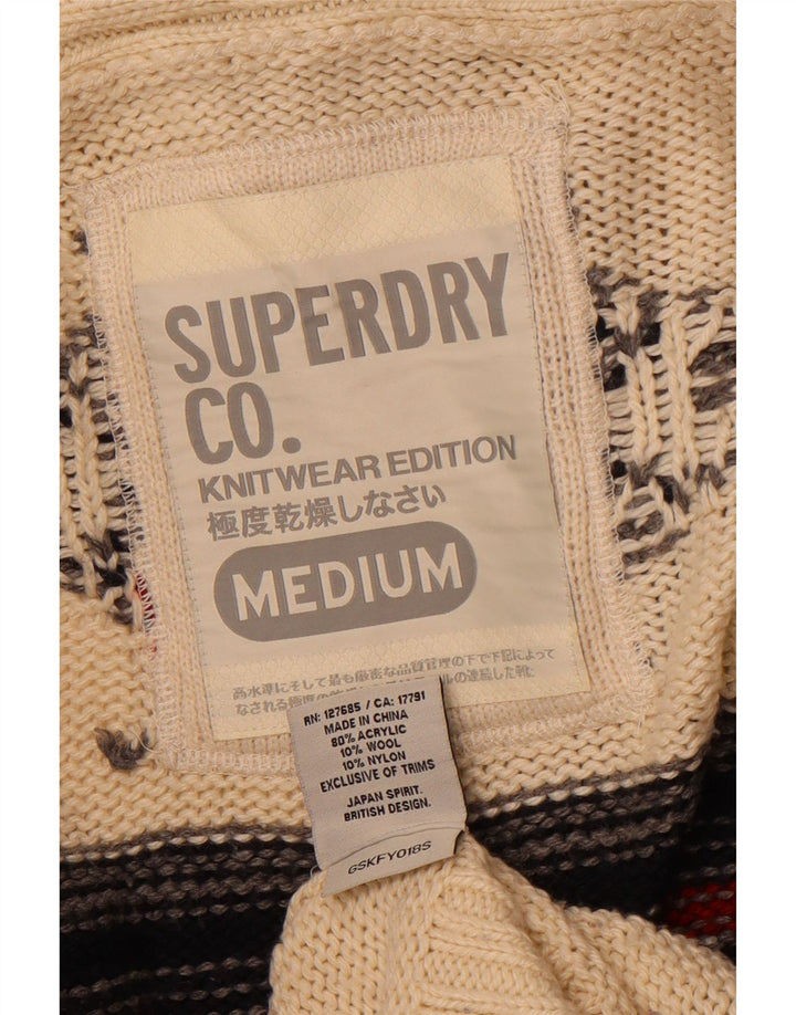 SUPERDRY Womens Longline Cardigan Sweater UK 14 Medium Off White
