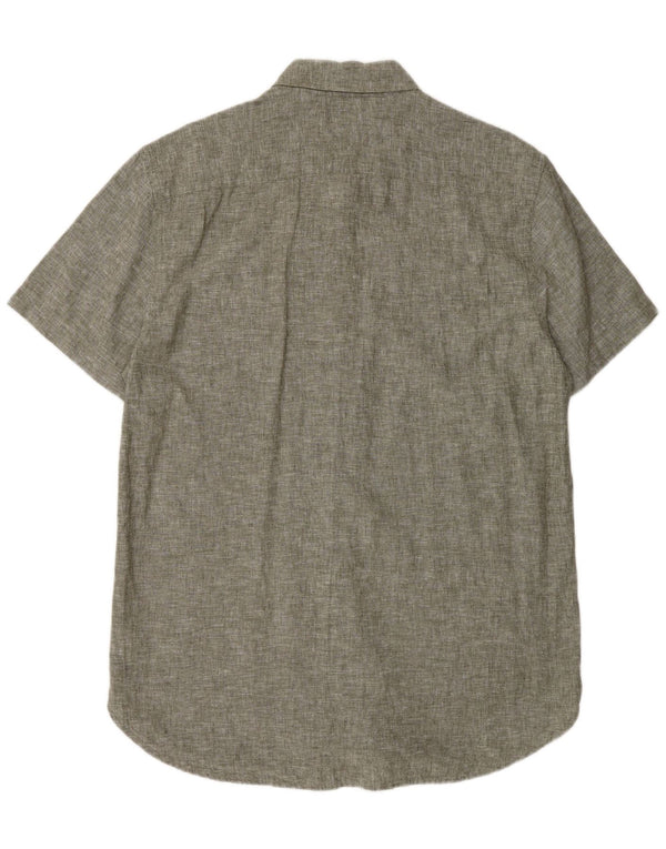 Tommy Hilfiger Mens Short Sleeve Regular Fit Shirt Large Green Linen