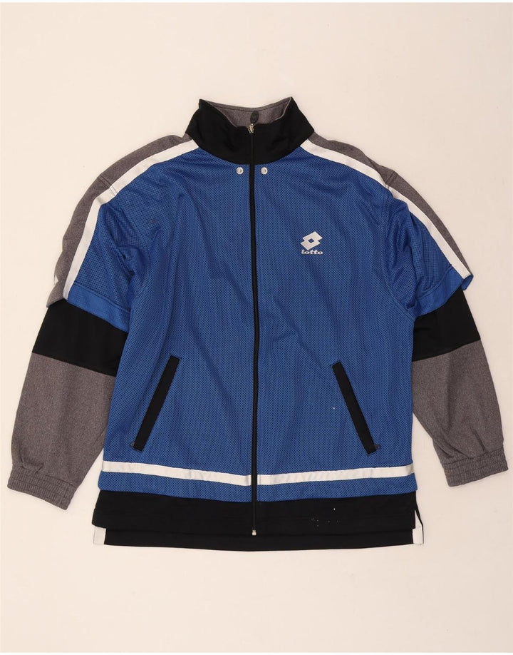 LOTTO Mens Tracksuit Top Jacket XL Blue Colourblock Polyester Vintage Lotto and Second-Hand Lotto from Messina Hembry 