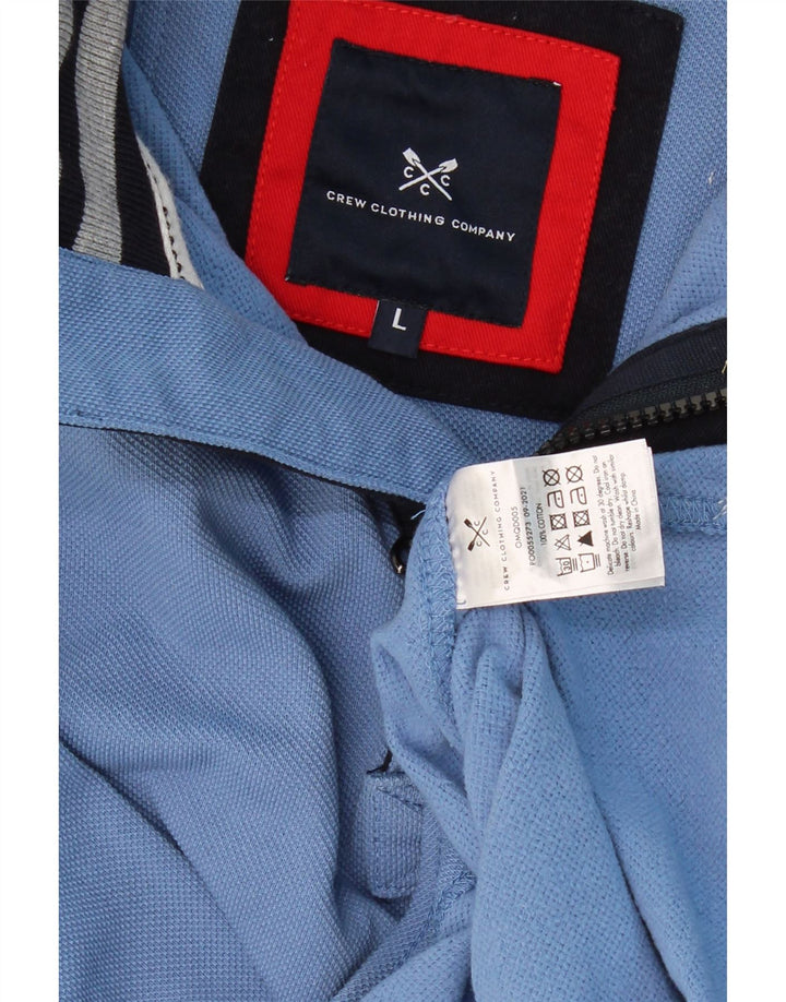CREW CLOTHING Mens Zip Neck Sweatshirt Jumper Large Blue Cotton