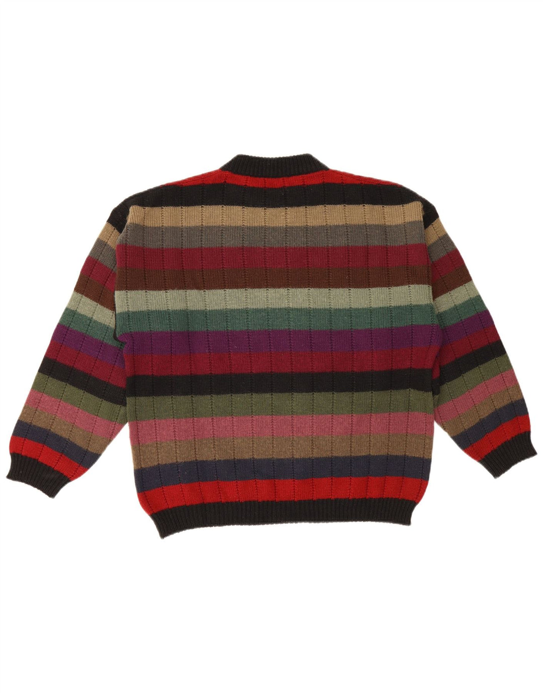 Vintage Mens Graphic Crew Neck Jumper Sweater Medium Multicoloured Striped