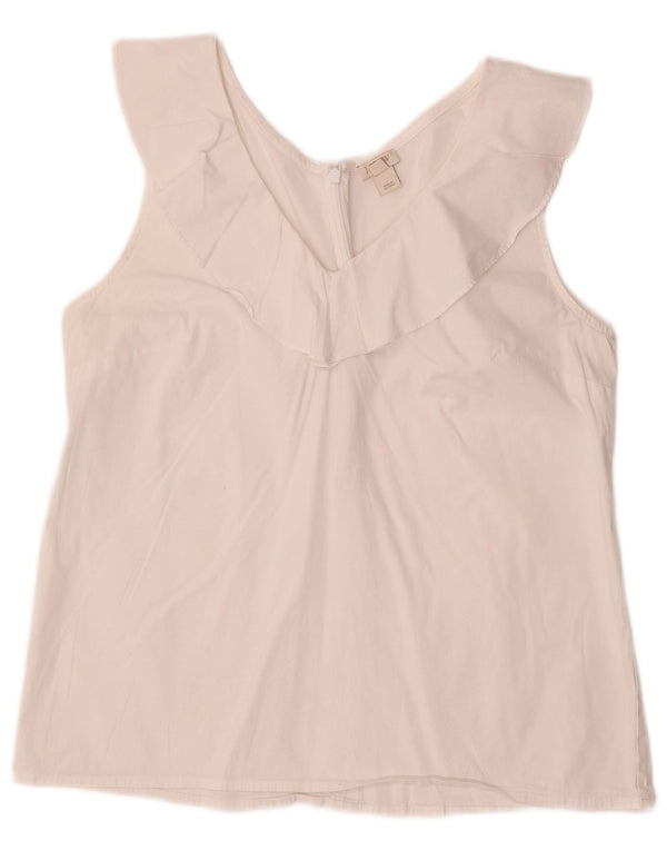 J. Crew Womens Sleeveless Blouse Top US 10 Large White Cotton