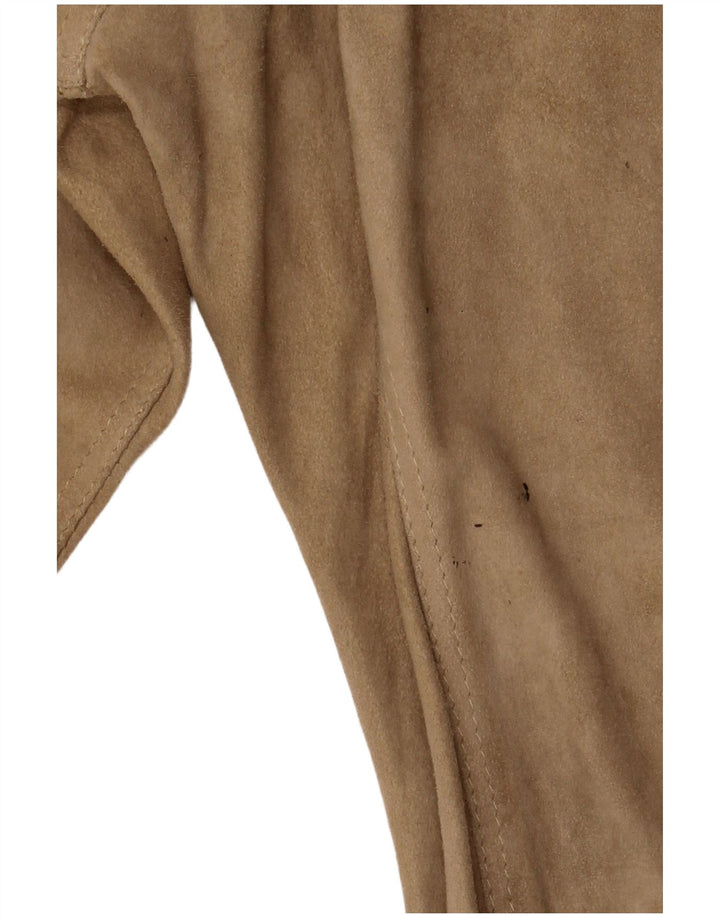 Vintage Mens Suede Bomber Jacket UK 38 Medium Beige