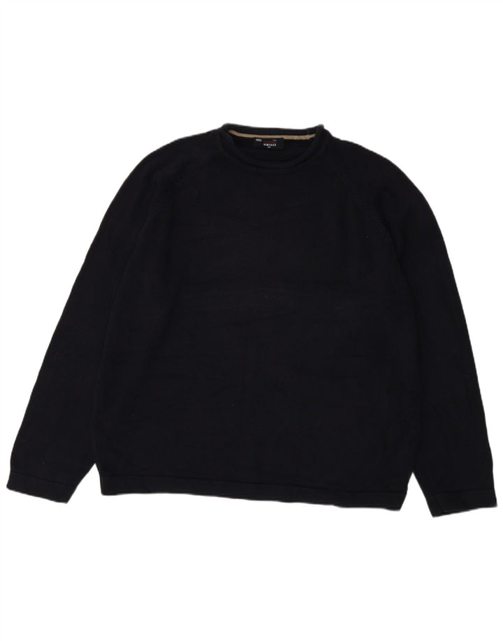 Marks & Spencer Mens Crew Neck Jumper Sweater 2XL Navy Blue Cotton