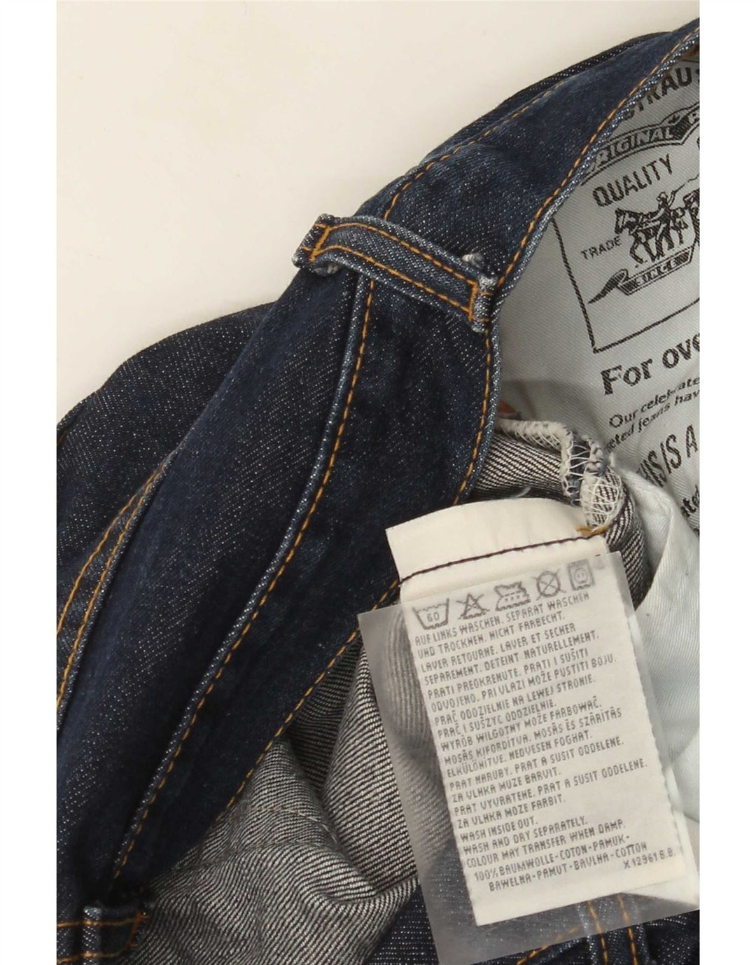 Levi's Womens Distressed Straight Jeans W29 L34 Navy Blue Cotton