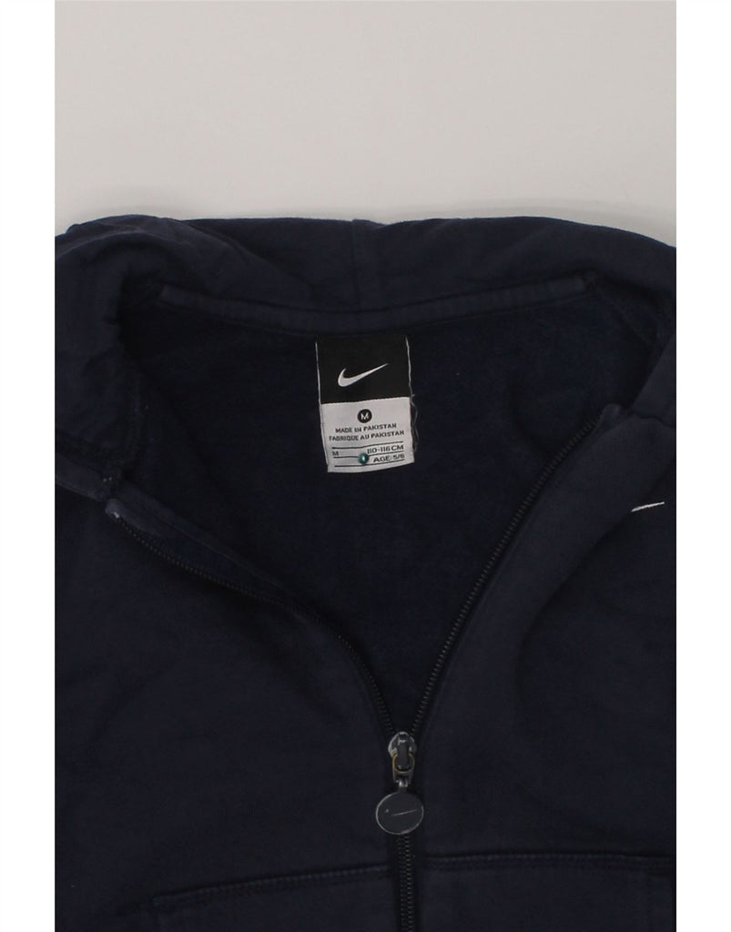 NIKE Boys Zip Hoodie Sweater 5-6 Years Medium  Navy Blue Cotton | Vintage Nike | Thrift | Second-Hand Nike | Used Clothing | Messina Hembry 