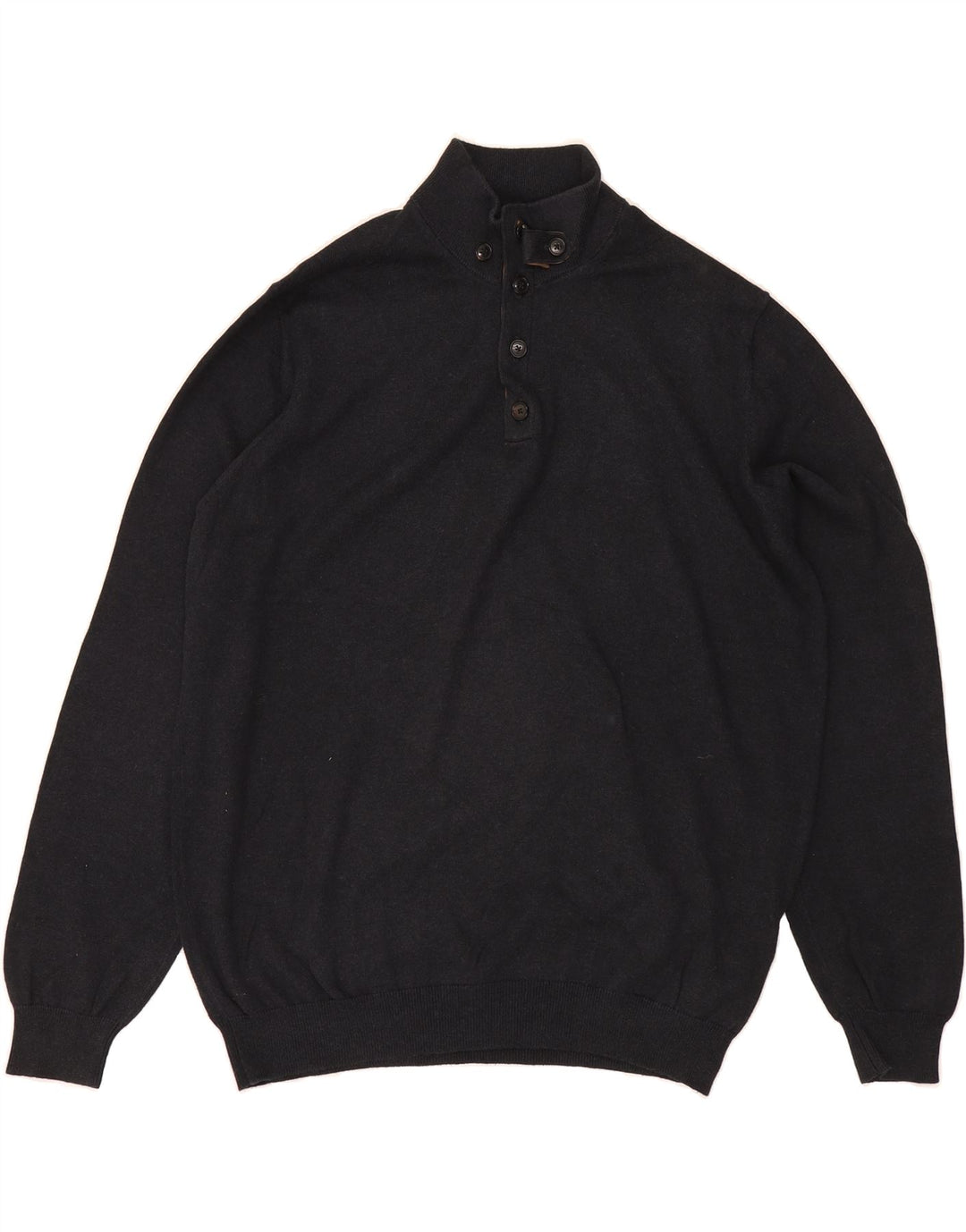 MASSIMO DUTTI Mens Button Neck Jumper Sweater XL Navy Blue Cotton Vintage Massimo Dutti and Second-Hand Massimo Dutti from Messina Hembry 