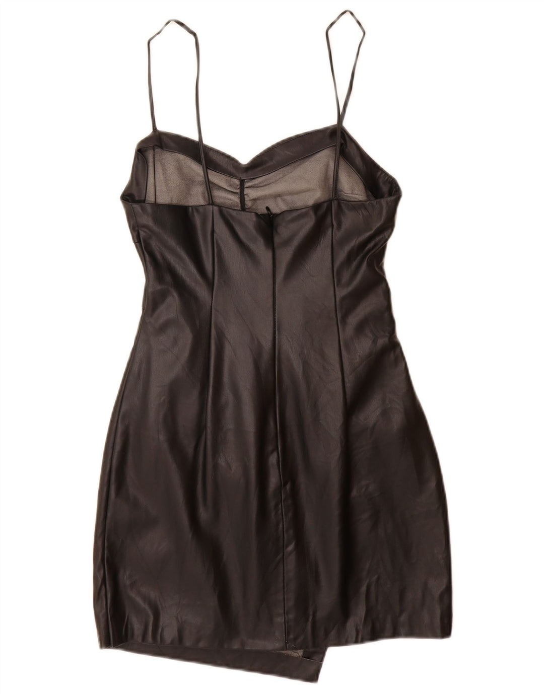 Zara Womens Faux Leather Bodycon Dress UK 12 Medium Black Polyurethane