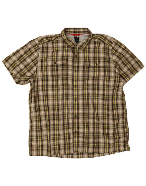 The North Face Mens Short Sleeve Shirt 2XL Brown Check Nylon