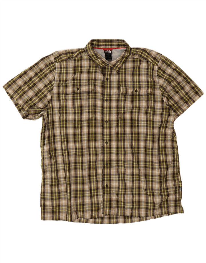 The North Face Mens Short Sleeve Shirt 2XL Brown Check Nylon