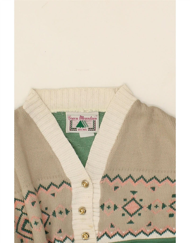 VINTAGE Womens Graphic V-Neck Jumper Sweater UK 18 XL Green Fair Isle Vintage Vintage and Second-Hand Vintage from Messina Hembry 