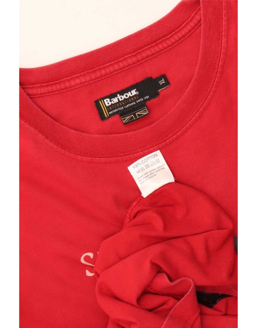 Barbour Mens Graphic T-Shirt Top XL Red Cotton