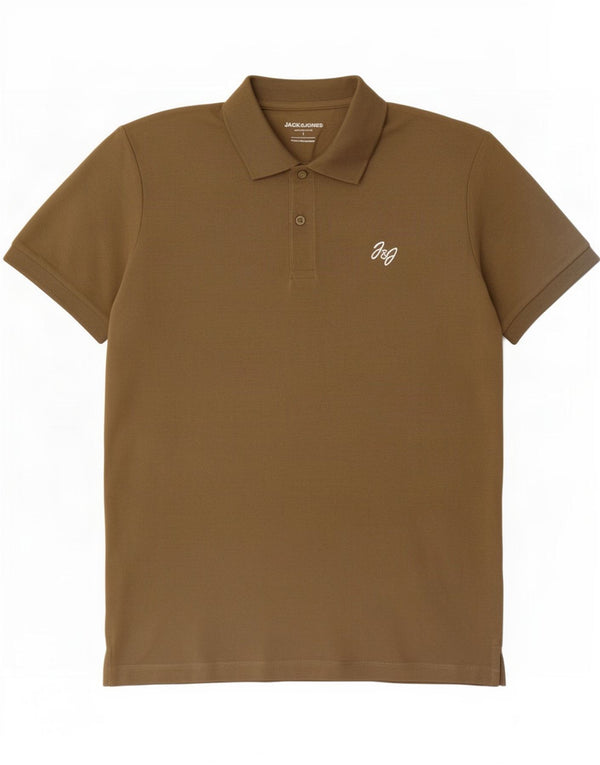 Jack & Jones Mens Polo Shirt Large Khaki Cotton