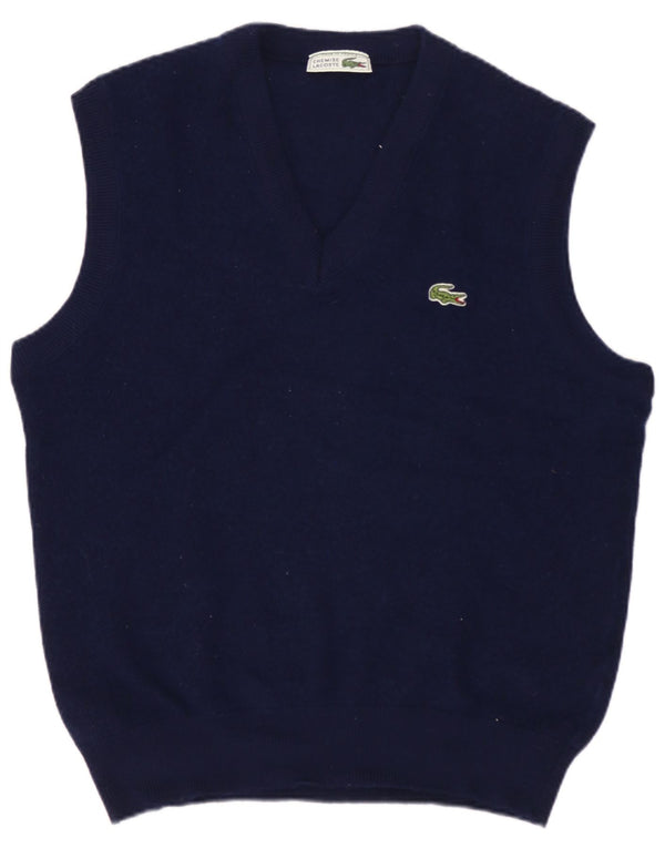 LACOSTE Mens Vest Tank Top Size 5 Large Navy Blue Wool