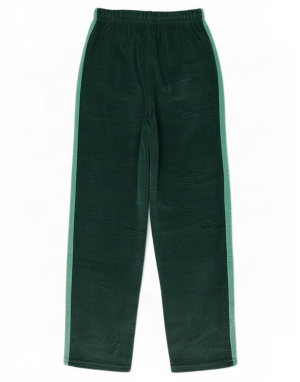 Vintage Womens Velour Tracksuit Trousers UK 16 Large Green Colourblock