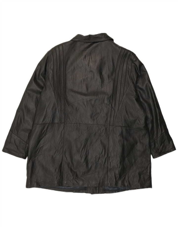 Morena Womens Leather Coat EU 50 2XL Black Leather