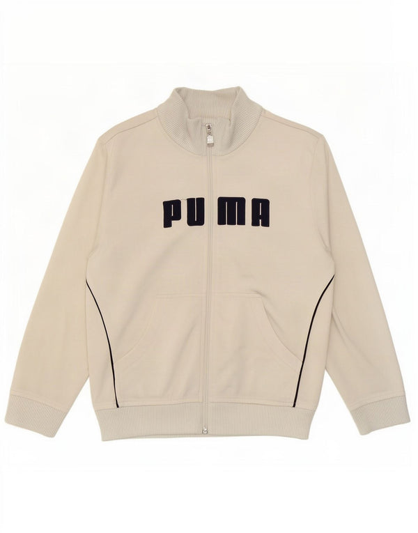 Puma Boys Graphic Tracksuit Top Jacket 7-8 Years Grey Polyester
