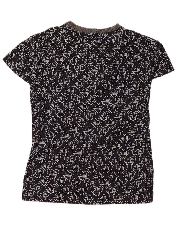 Scotch & Soda Womens Graphic T-Shirt Top UK 6 XS Black Cotton