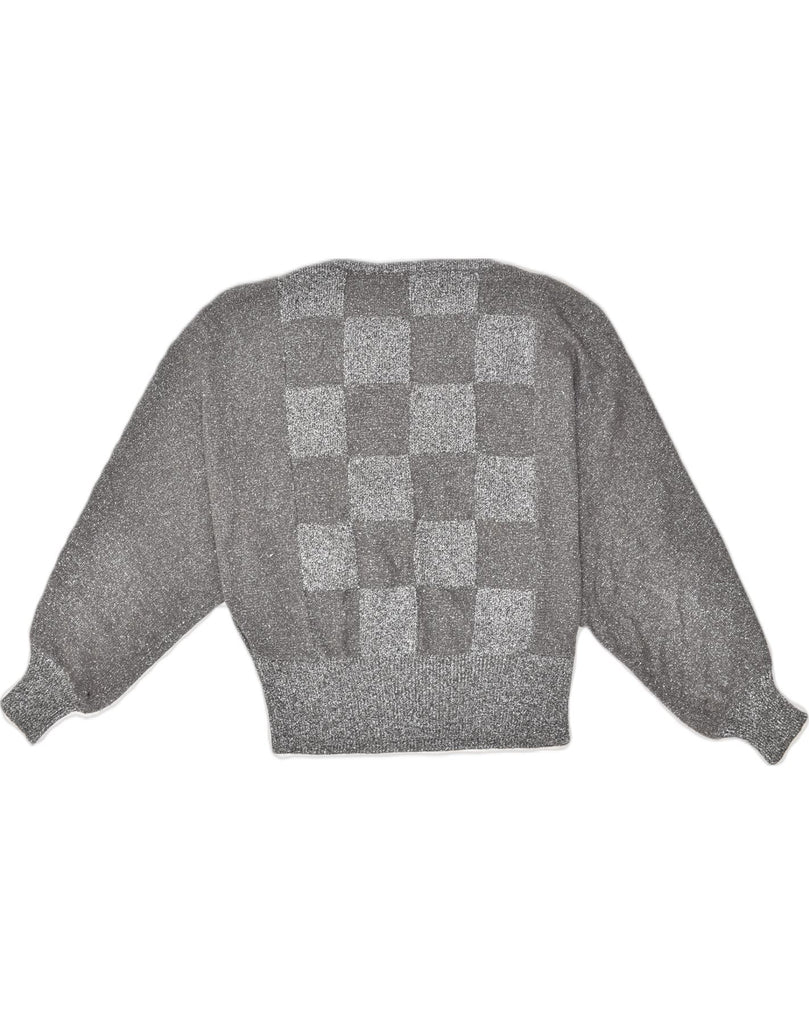 VINTAGE Womens Crew Neck Jumper Sweater UK 18 XL Silver Geometric | Vintage Vintage | Thrift | Second-Hand Vintage | Used Clothing | Messina Hembry 