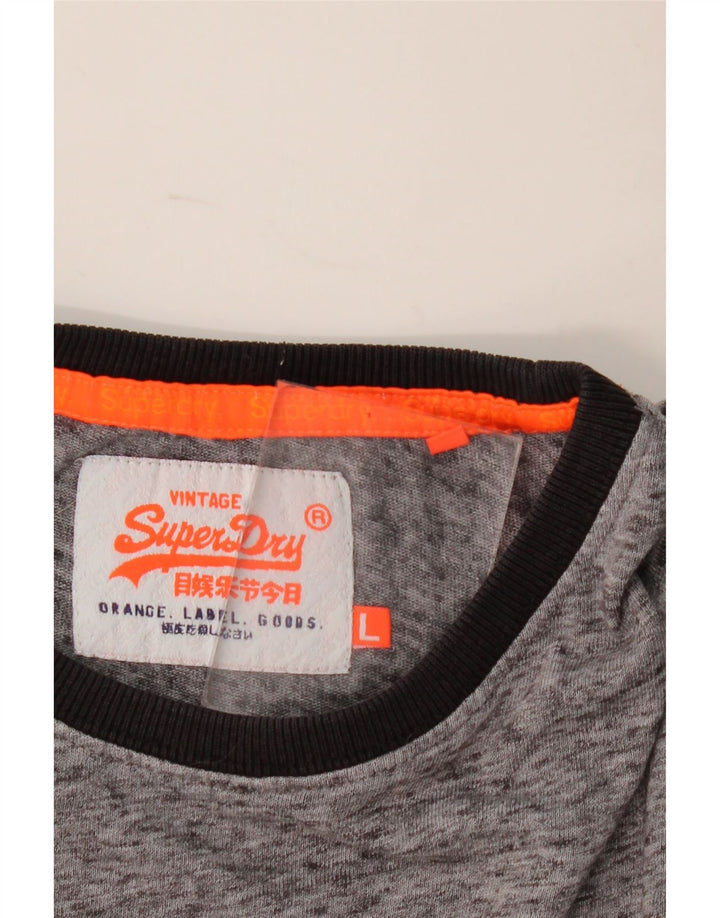 Superdry Mens T-Shirt Top Large Grey Flecked