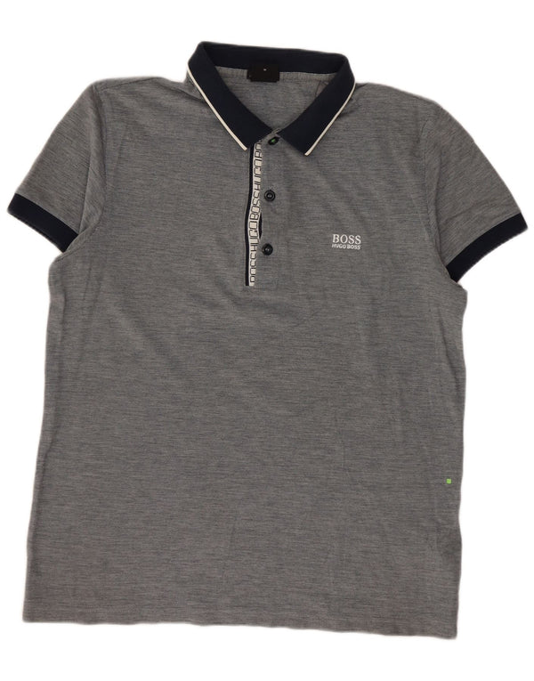 Hugo Boss Mens Slim Fit Polo Shirt Medium Blue Colourblock Cotton