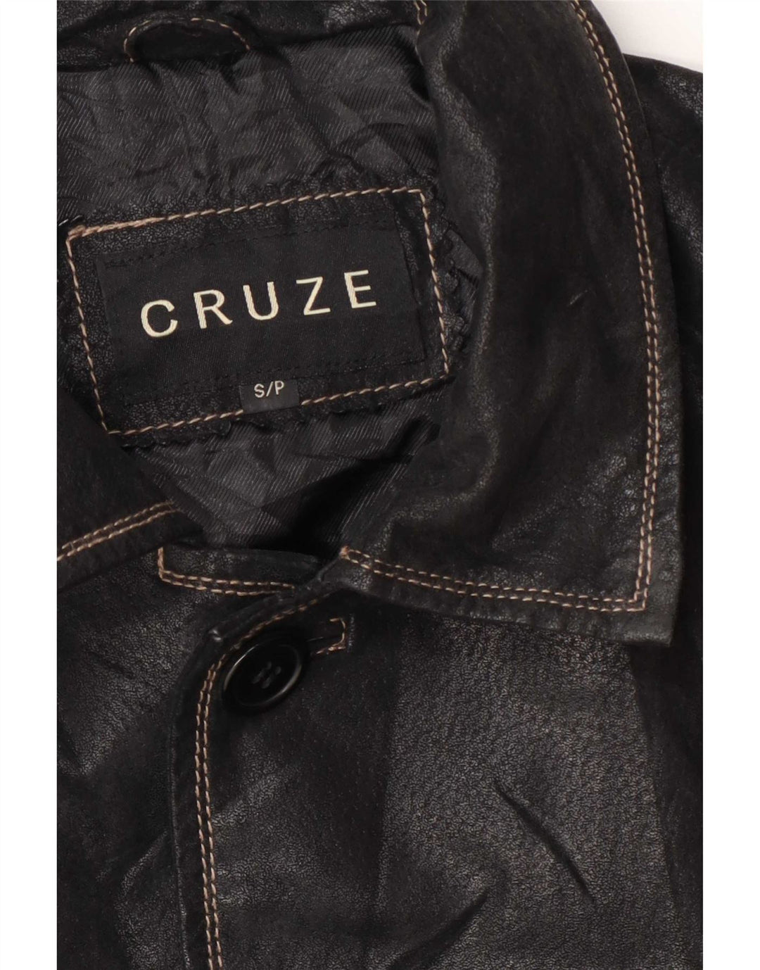 Vintage Womens Oversized Leather Jacket UK 10 Small Black