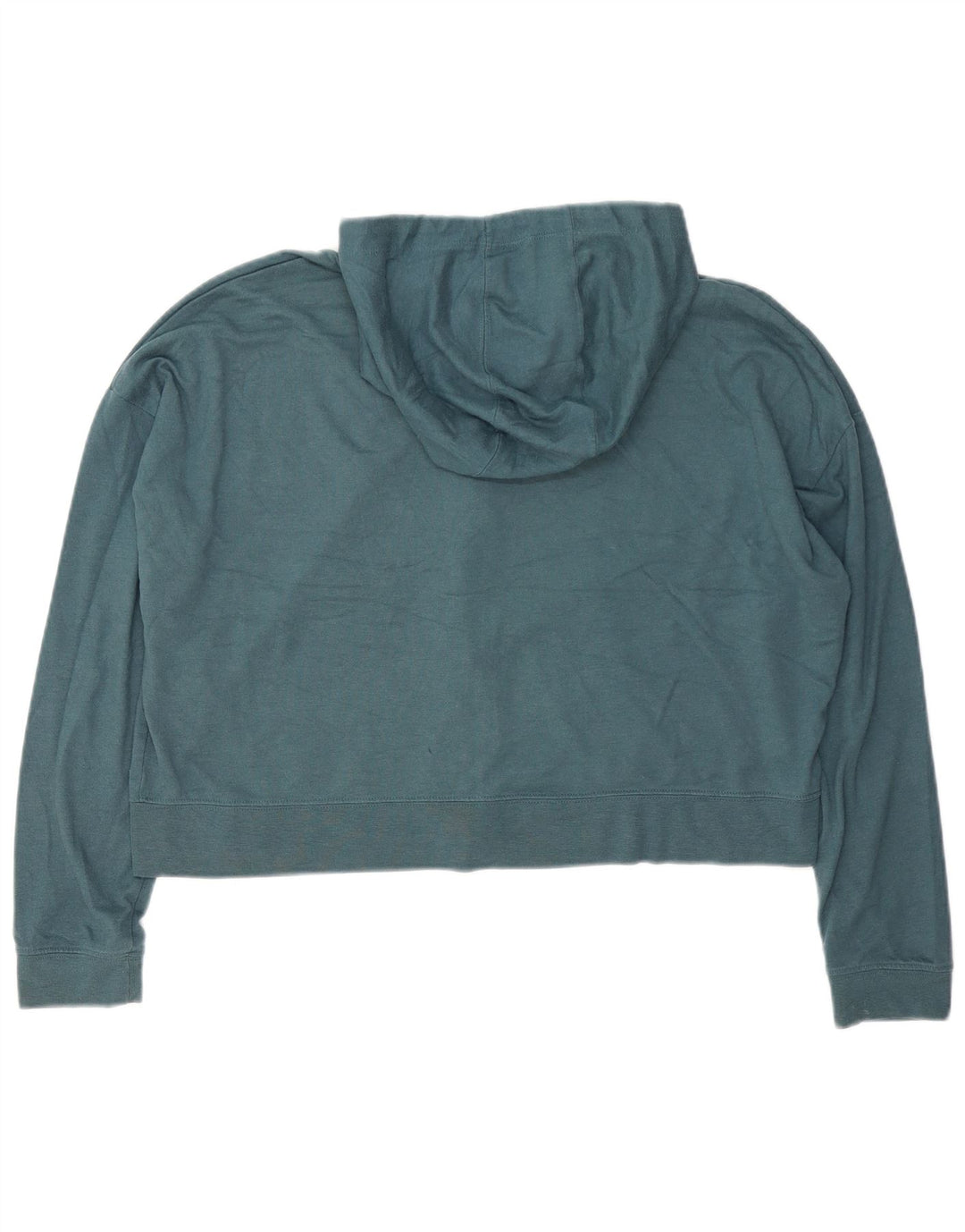 Nike Womens Crop Oversized Zip Hoodie Sweater UK 14 Medium Blue Polyester