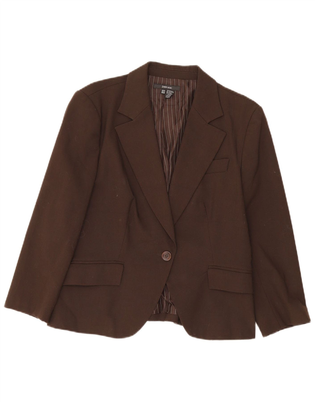 Zara Womens 1 Button Blazer Jacket EU 44 XL Brown Polyester