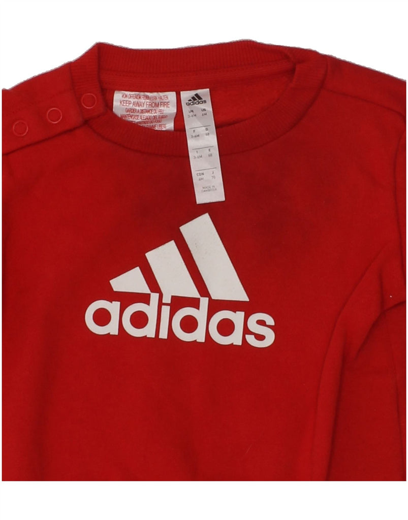 ADIDAS Baby Boys Graphic Sweatshirt Jumper 3-6 Months Red Cotton | Vintage Adidas | Thrift | Second-Hand Adidas | Used Clothing | Messina Hembry 