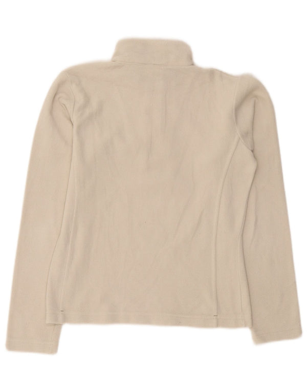 Champion Womens Zip Neck Fleece Jumper UK 10 Small Beige Polyester