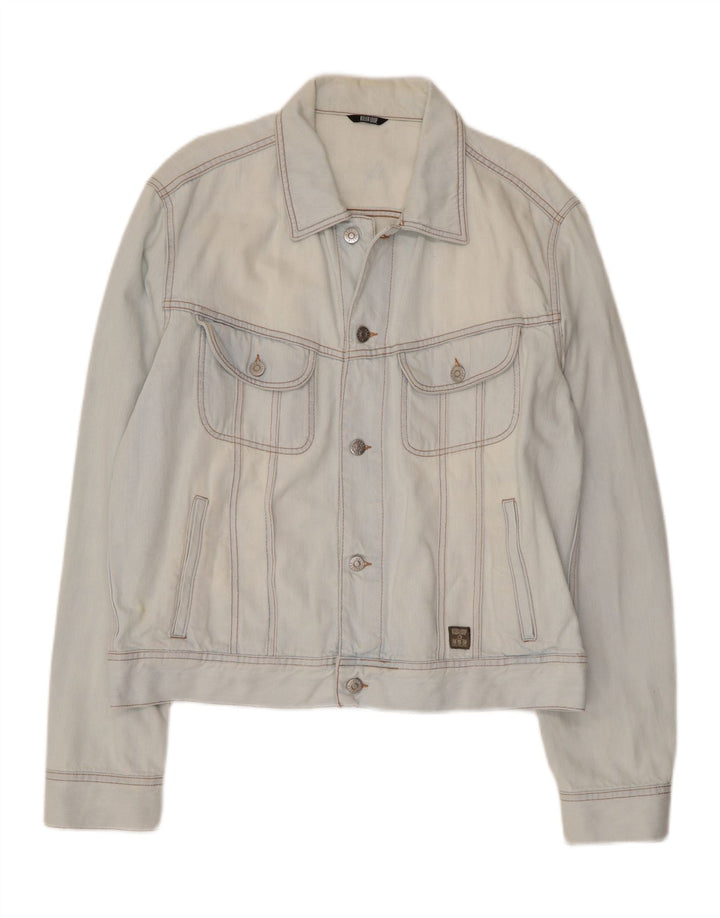 KILLER LOOP Mens Denim Jacket UK 42 XL Blue Cotton