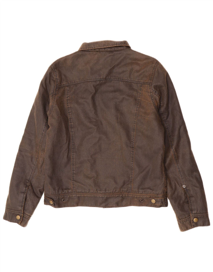 Obey Womens Waxed Cotton Jacket UK 14 Medium Brown Cotton