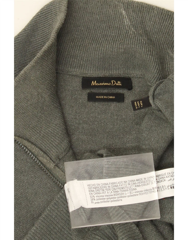 Massimo Dutti Mens Zip Neck Jumper Sweater Large Grey Viscose