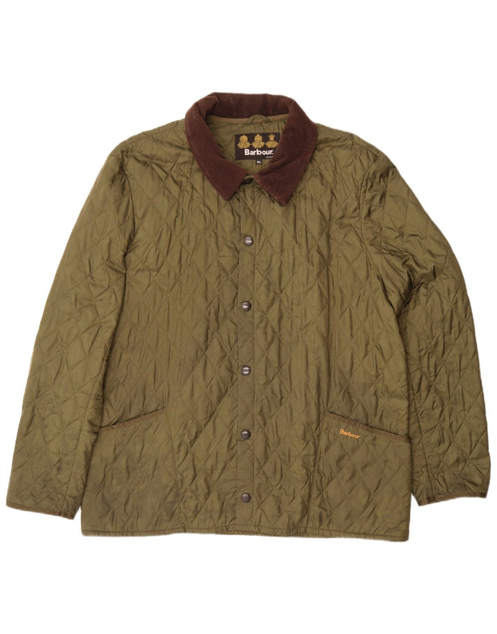 Barbour Mens Quilted Jacket UK 42 XL Khaki Colourblock