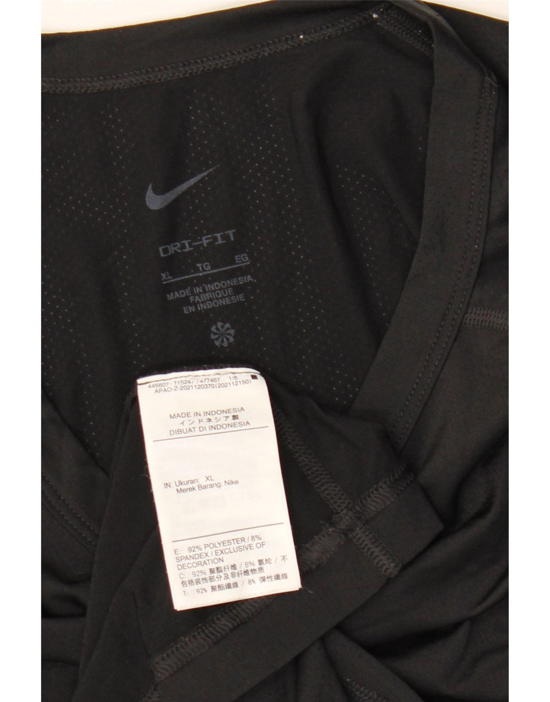 Nike Mens T-Shirt Top XL Black Polyester